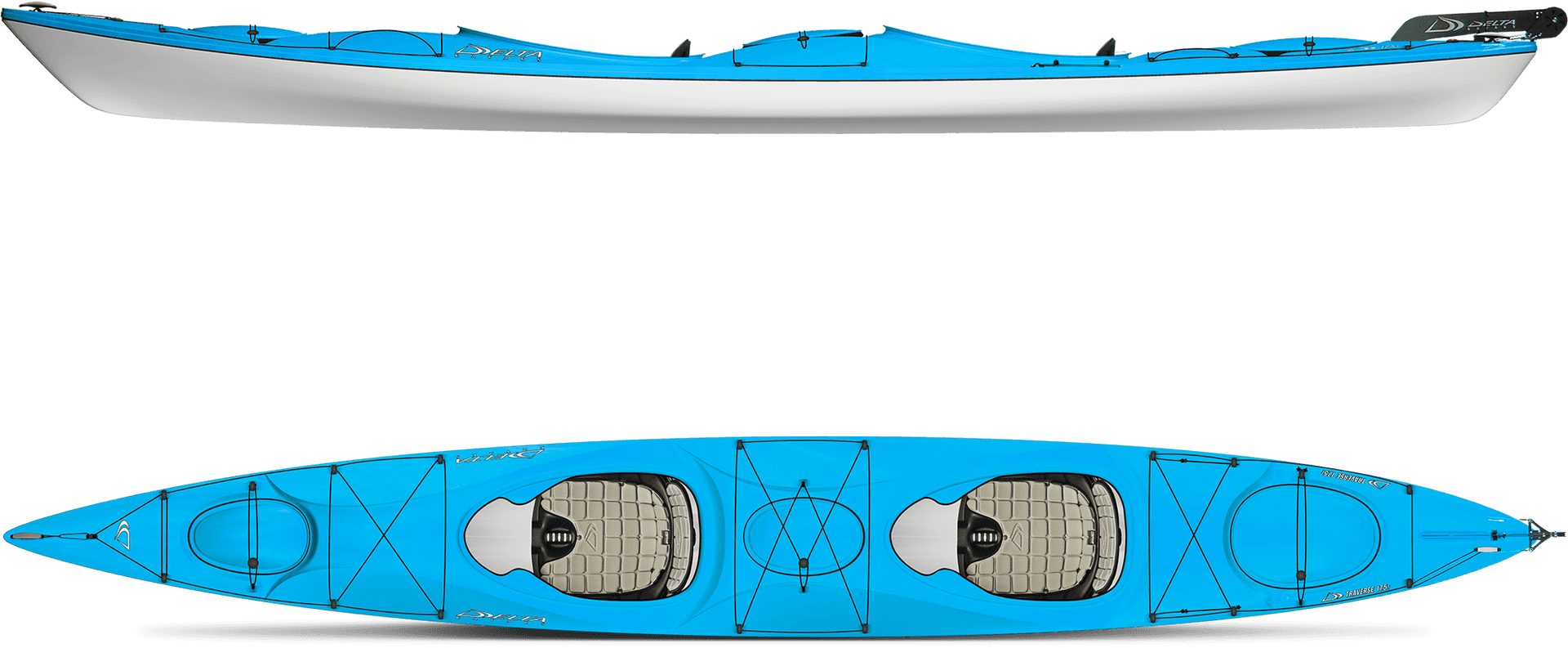Blue Tandem Kayak Top View PNG