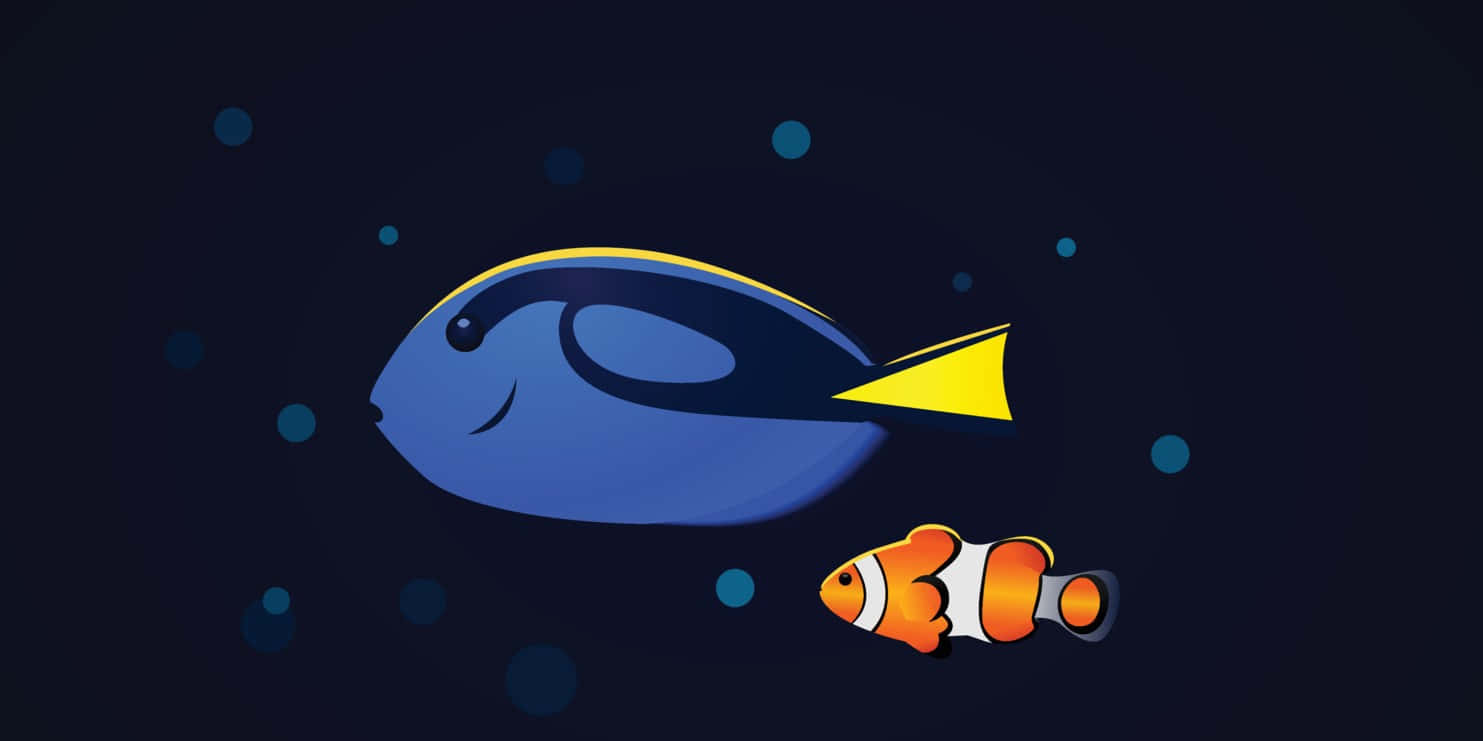 Blue Tangand Clownfish Illustration Wallpaper
