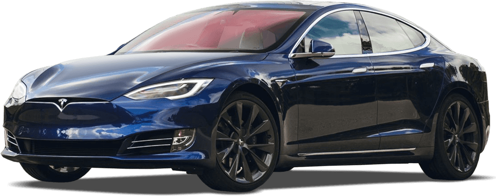 Blue Tesla Model S Side View PNG
