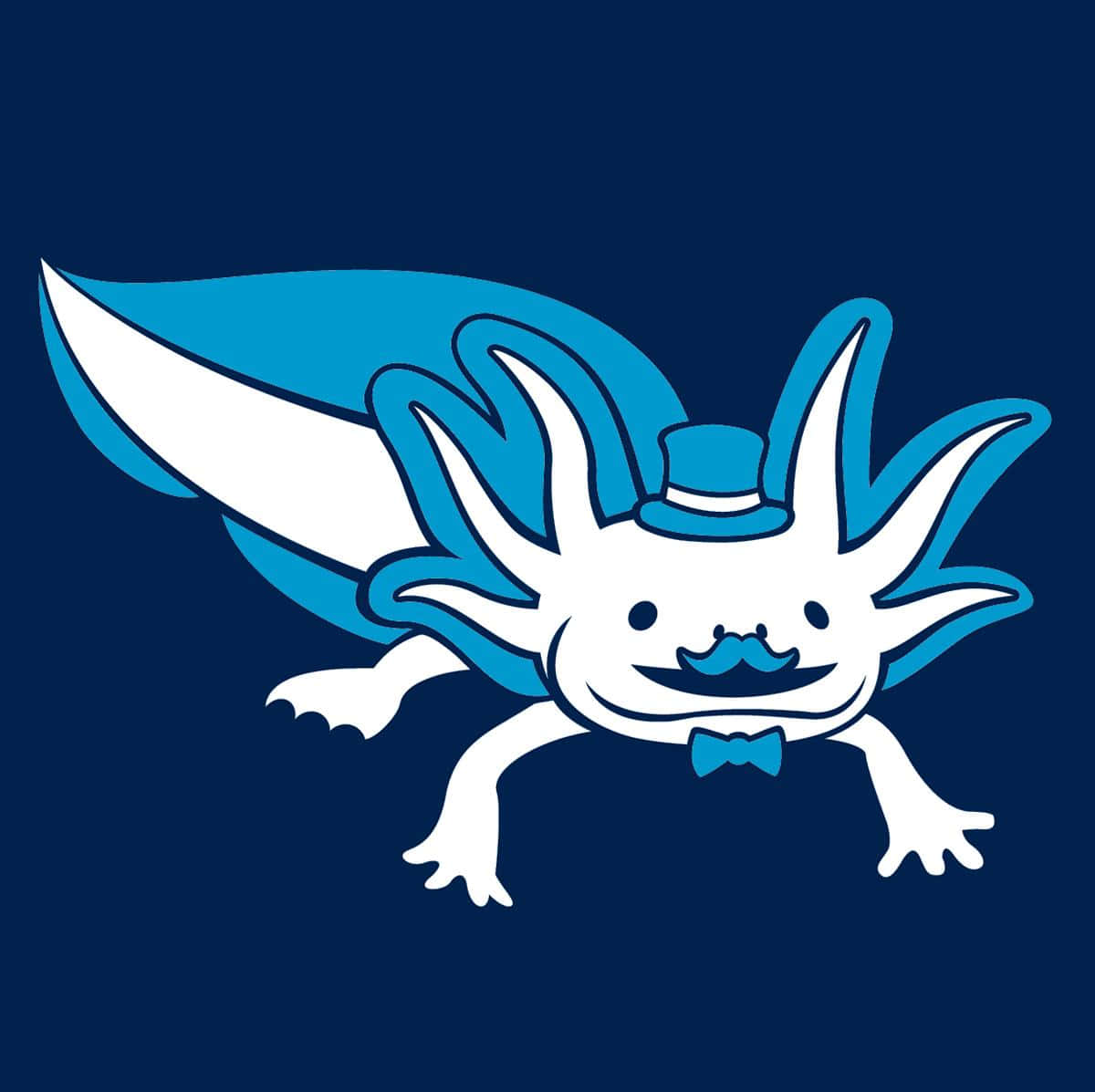 Blue Themed Cute Axolotl With Top Hat And Mustache Wallpaper