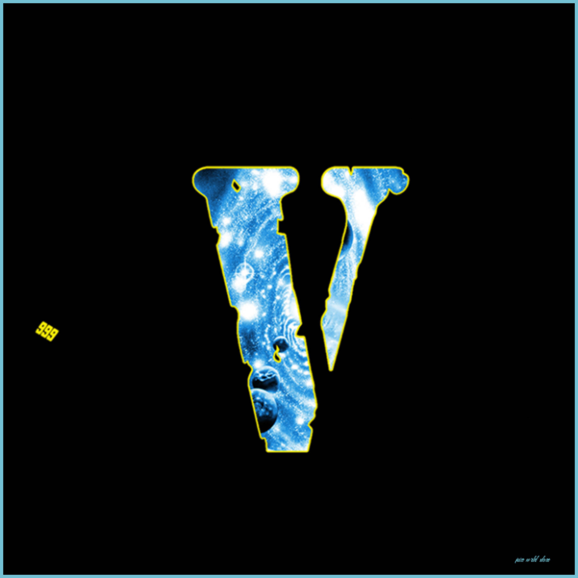 Blue Themed Galaxy V Logo Vlone PFP Wallpaper