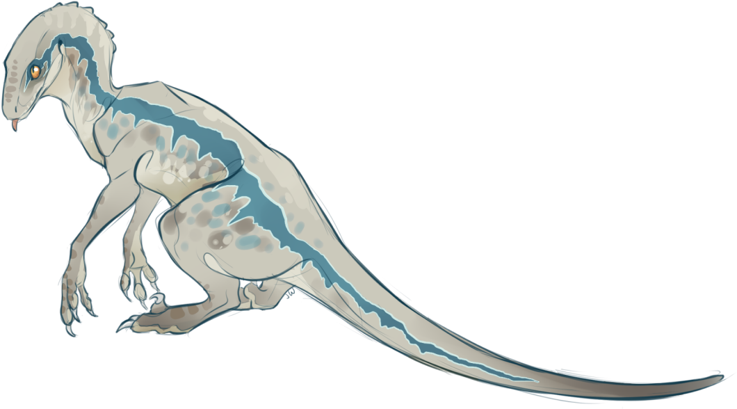 Blue Themed Velociraptor Illustration PNG