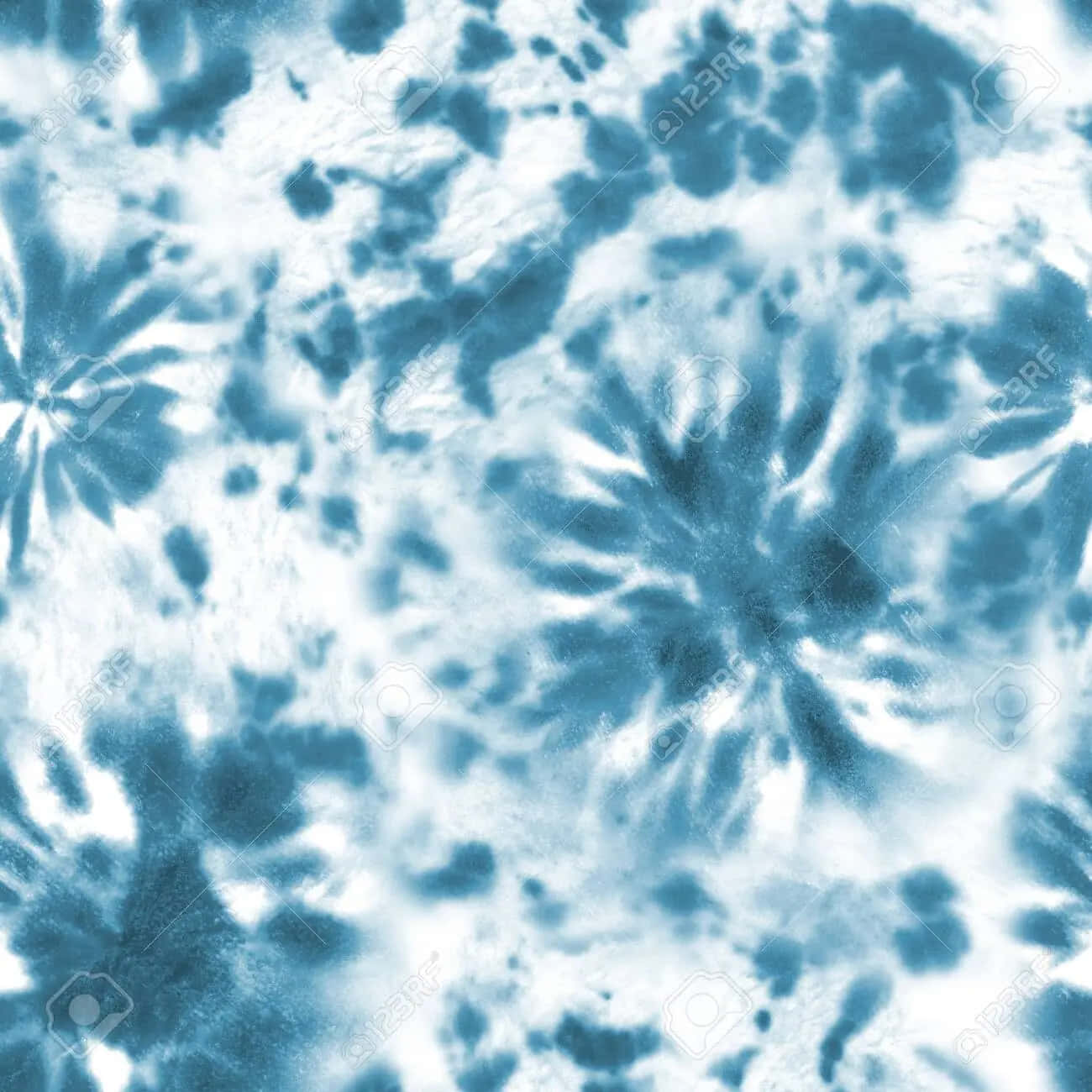 White And Blue Tie Dye Background Flowers Wallpaper