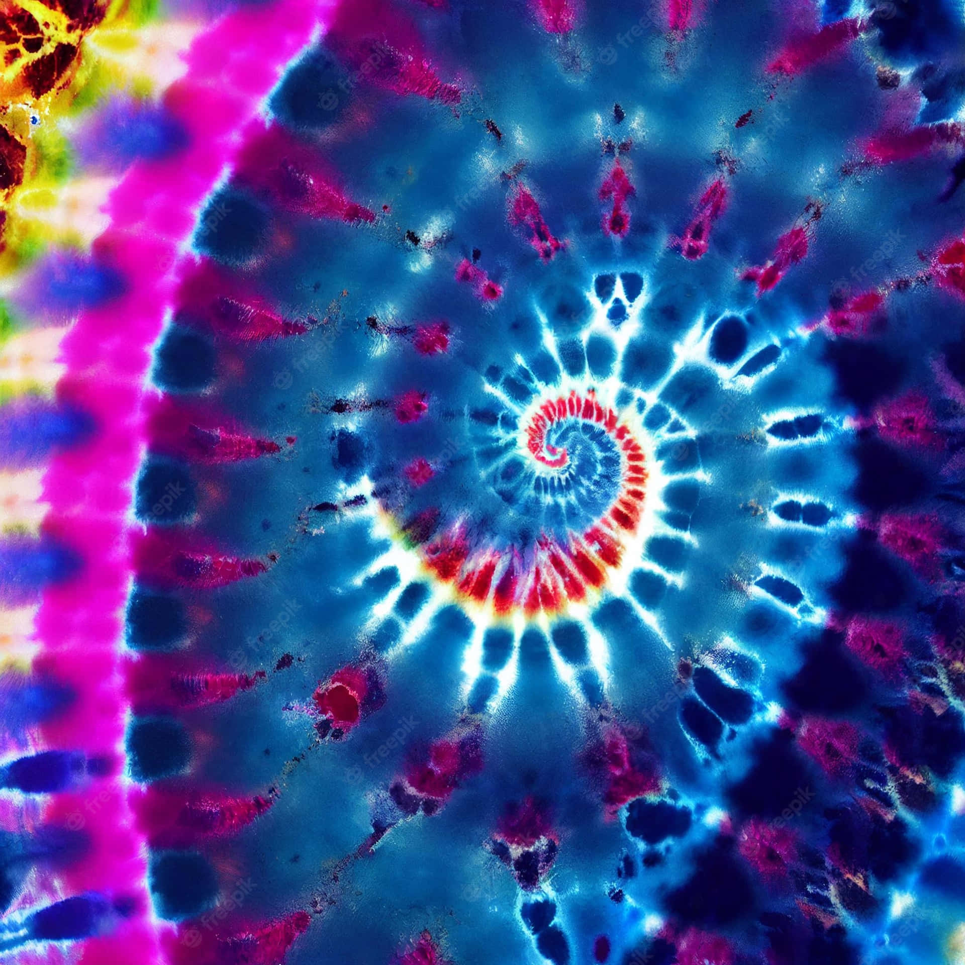 A Tie Dyed Spiral Pattern With A Rainbow Colored Background Wallpaper