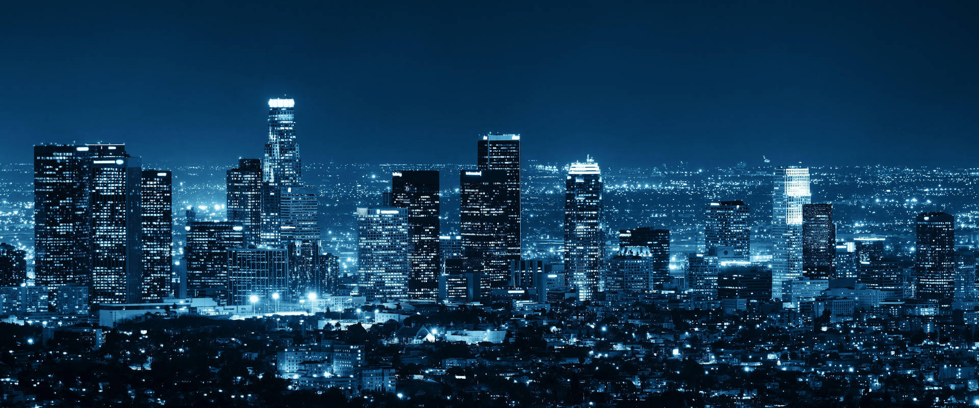 Blue-tinted Skyline Photo Of Los Angeles 4k Wallpaper