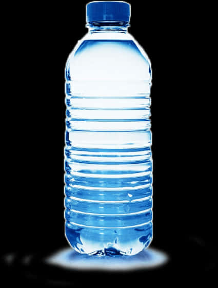 Blue Tinted Water Bottleon Black Background PNG