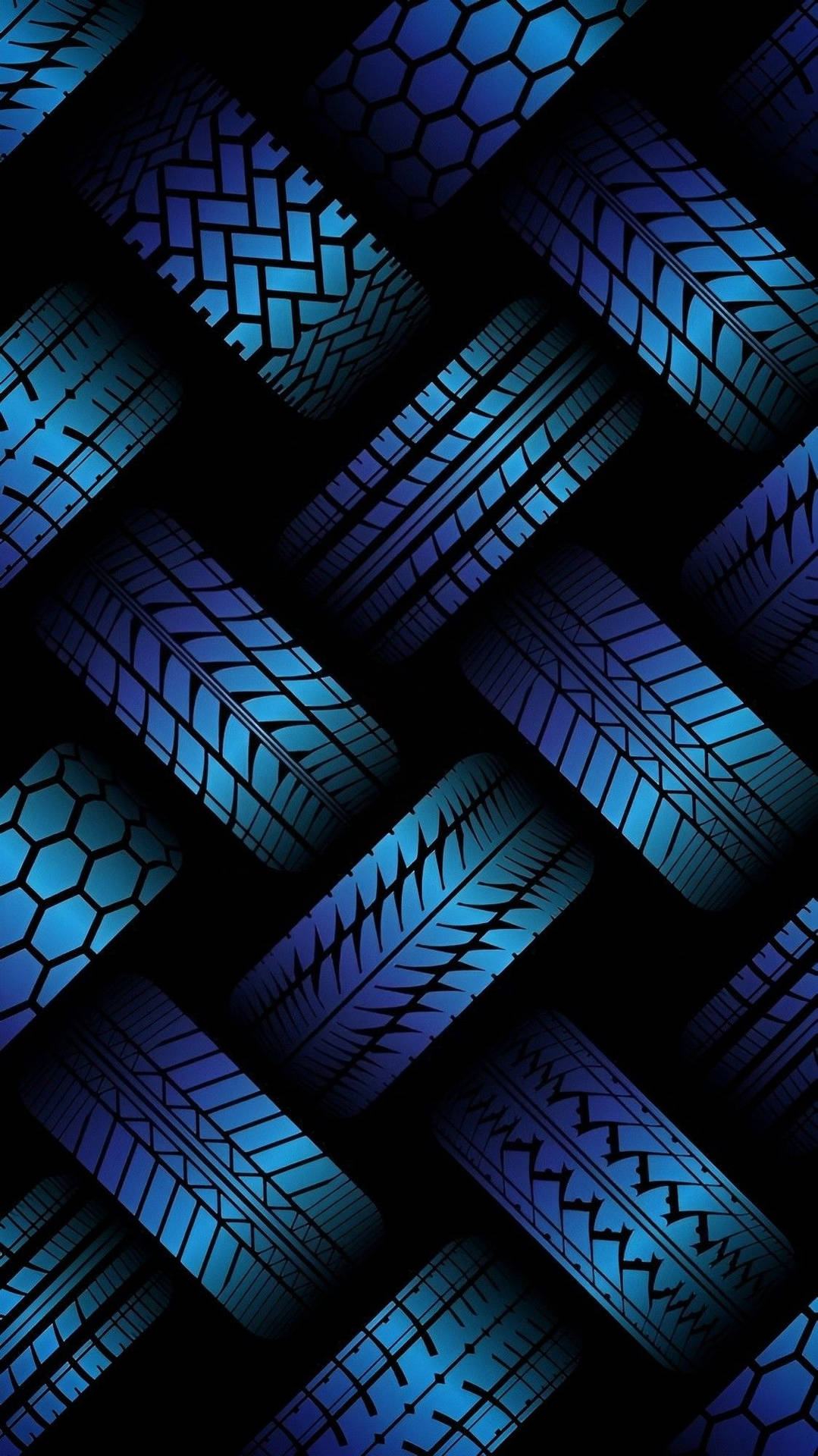 Blue Tire Tracks Interconnected Mobile 3d