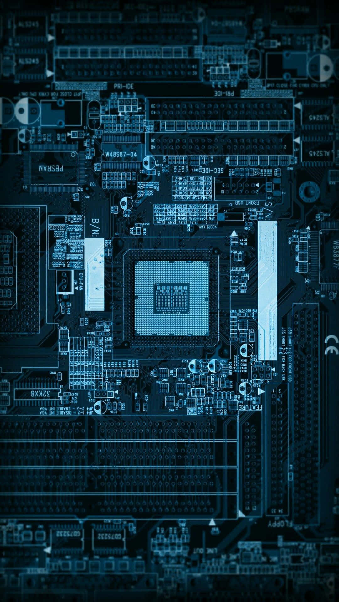 Blue Toned Circuit Board Background Wallpaper