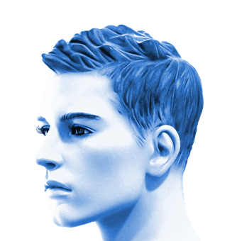 Blue Toned Profile Portrait PNG