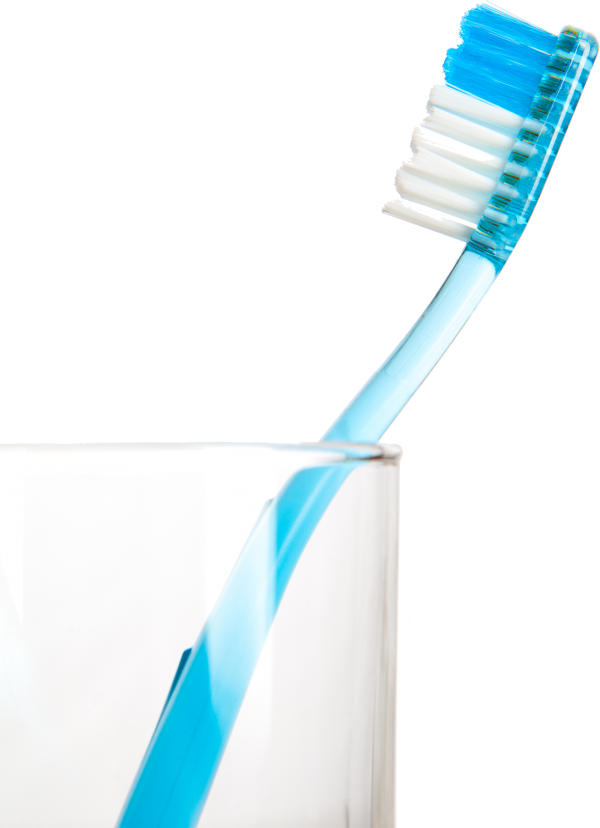 Blue Toothbrush Leaningon Glass PNG