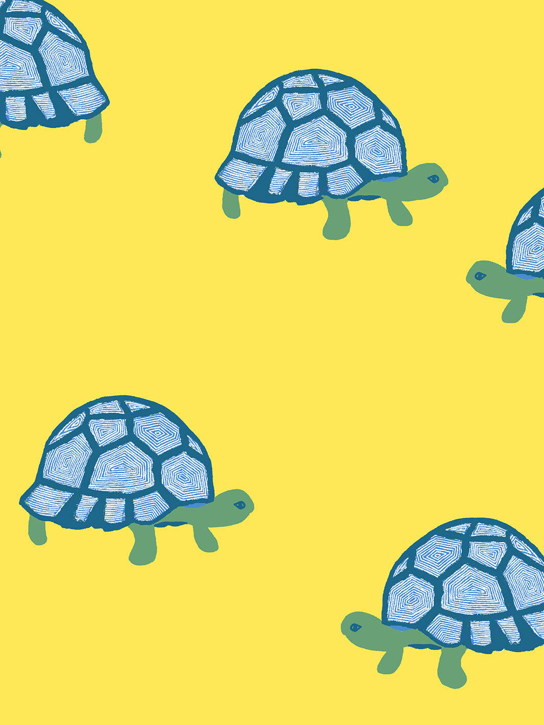 Blue Tortoise In Yellow Background Wallpaper