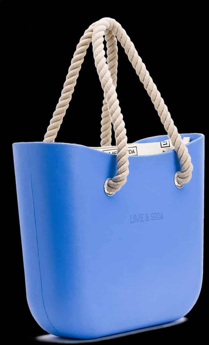 Blue Tote Bagwith Rope Handles PNG