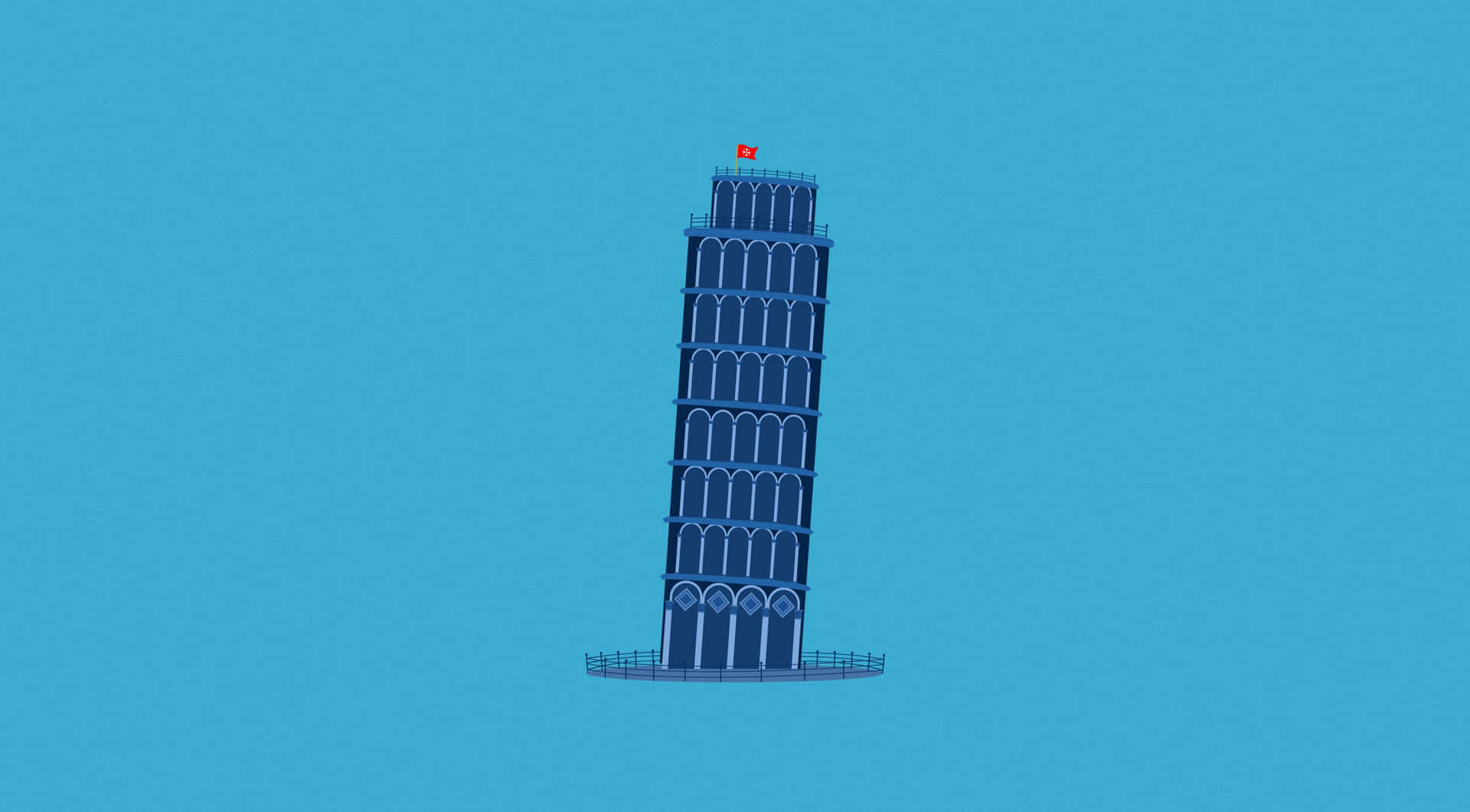 Torrede Pisa Azul En Caricatura Fondo de pantalla