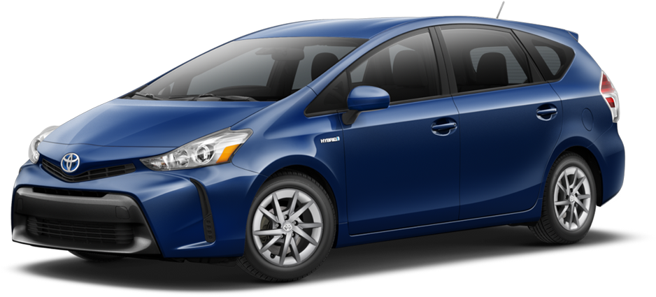 Blue Toyota Prius Hybrid Side View PNG