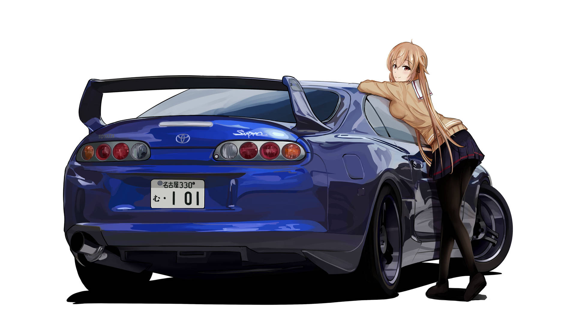 Blue Toyota Supra Anime Car Background