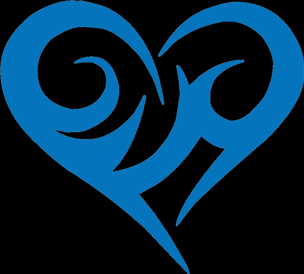 Blue Tribal Heart Tattoo Design PNG