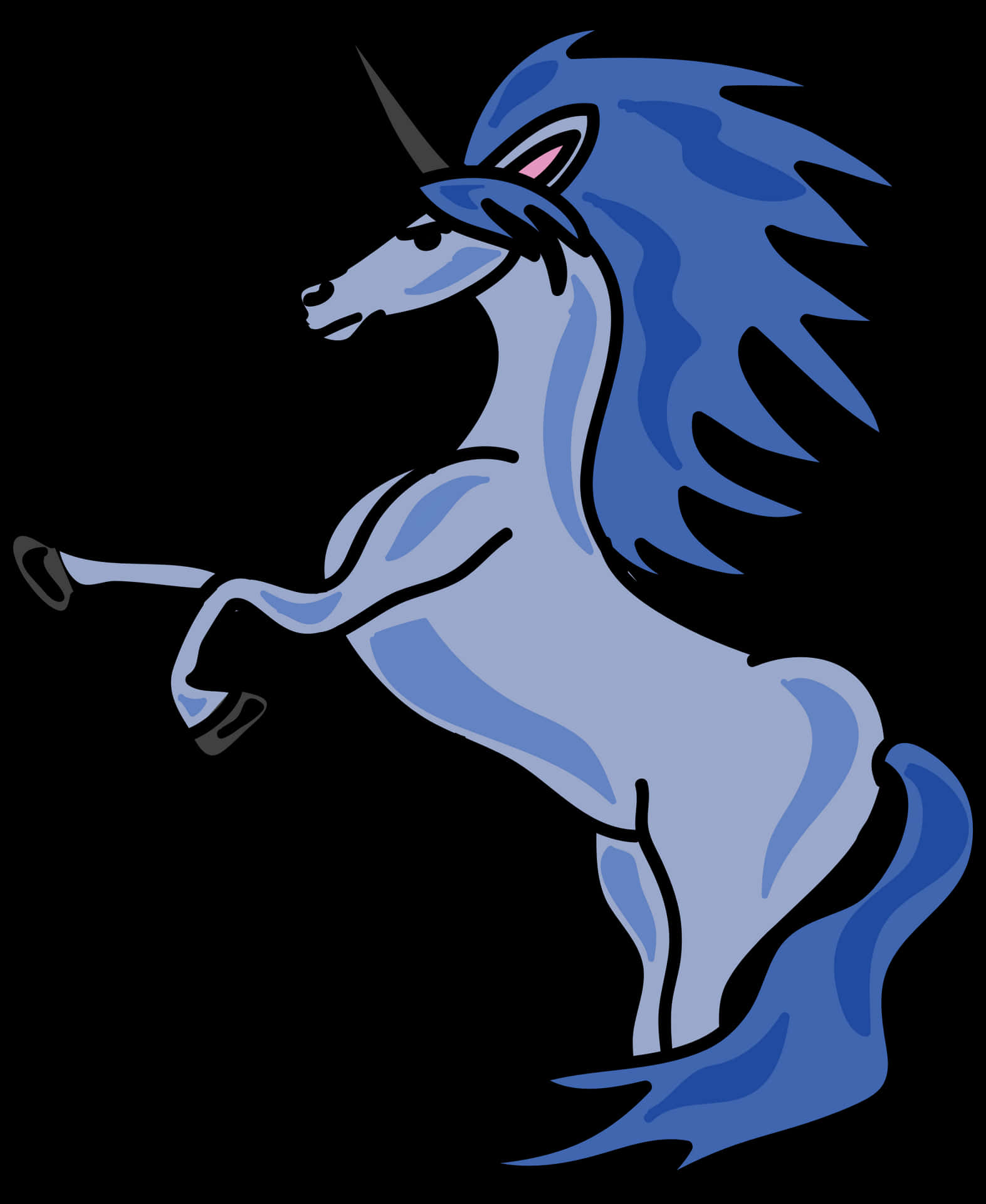 Blue Unicorn Cartoon Illustration PNG