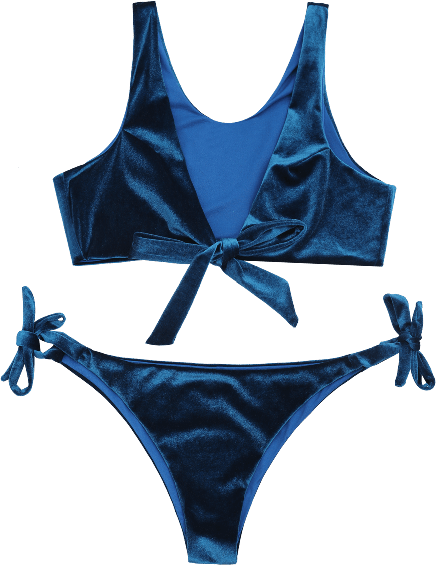 Blue Velvet Bikini Set PNG