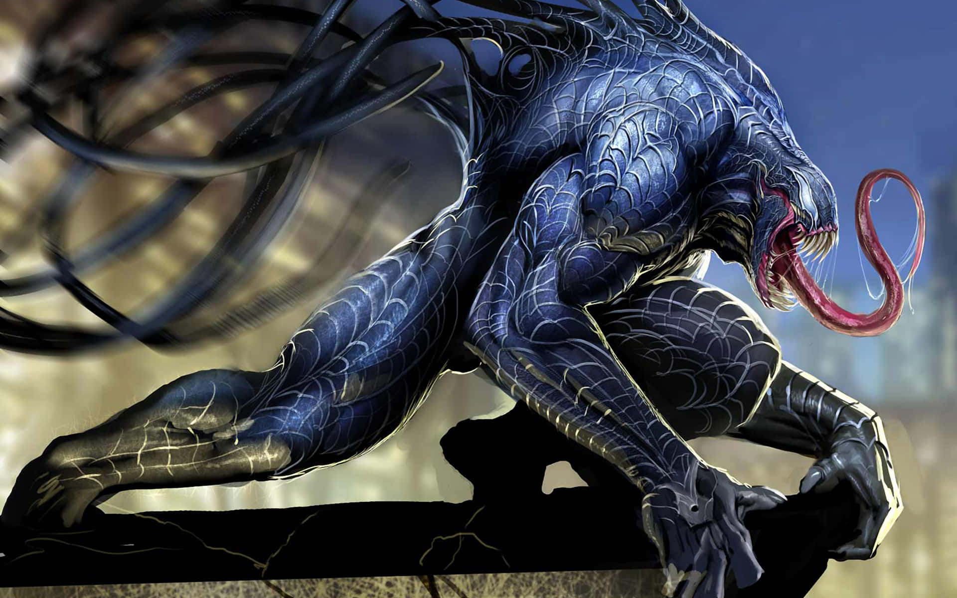 Download Blue Venom Crouching Artwork Wallpaper | Wallpapers.com