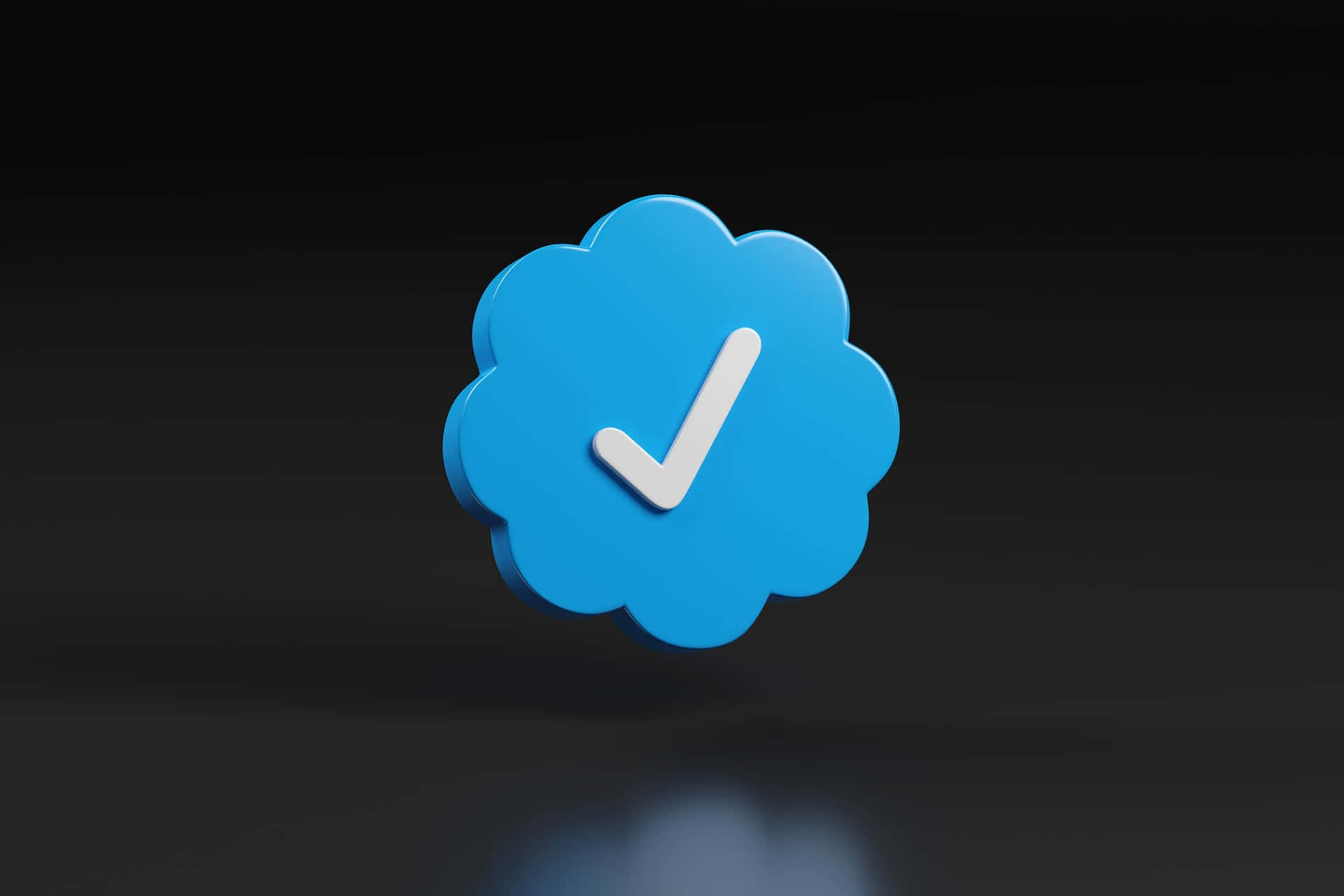 Blauwe Verificatie Badge 3d Render Achtergrond