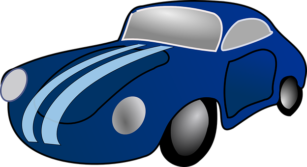 Blue Vintage Car Illustration PNG
