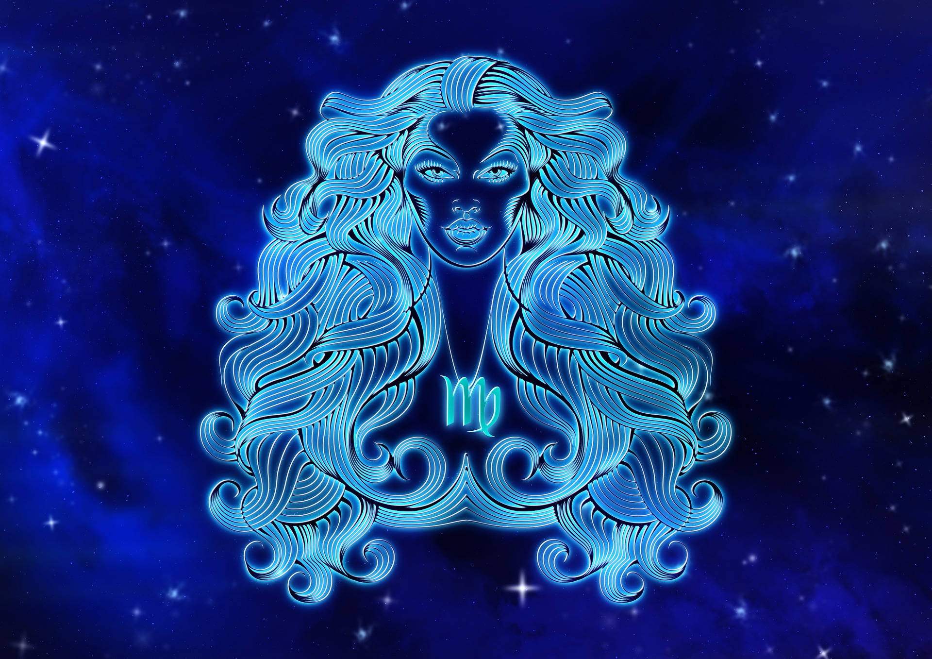 Blue Virgo Zodiac Lady Wallpaper