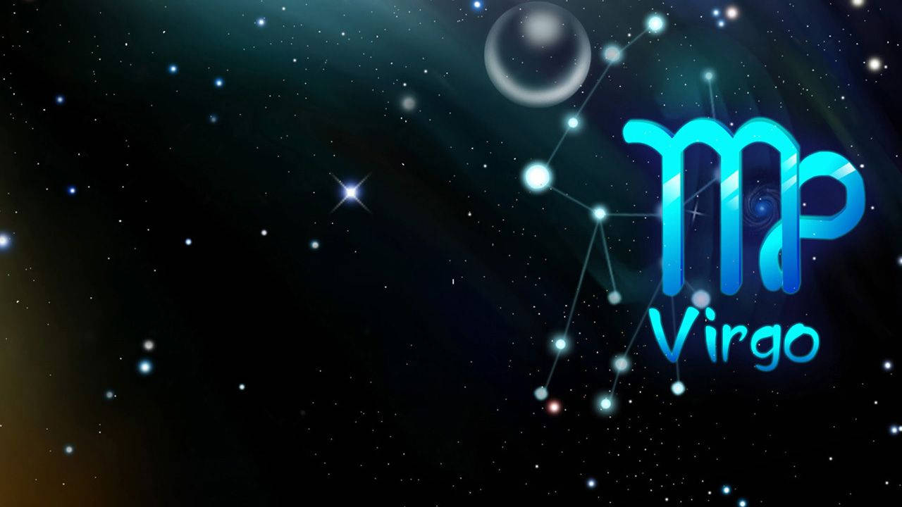 Blue Virgo Zodiac Symbol Galaxy Wallpaper