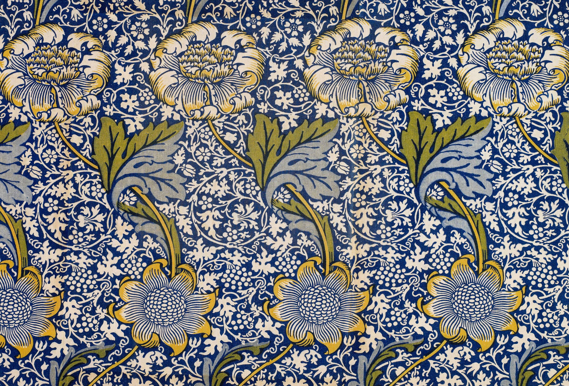 Blue Wandle Pattern William Morris Floral Painting Background