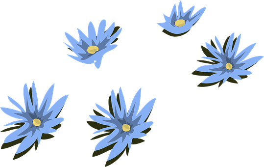 Blue Water Lilies Illustration PNG