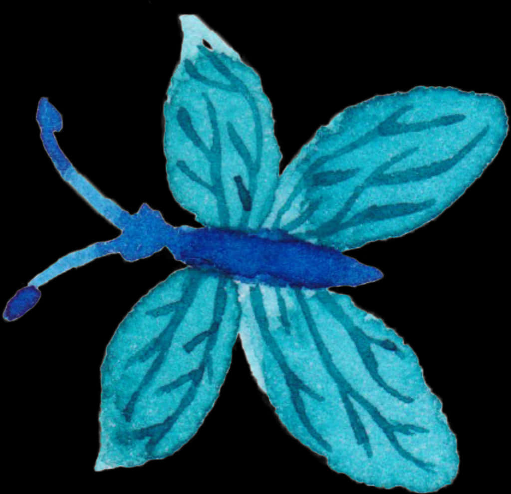 Blue Watercolor Butterfly Artwork PNG