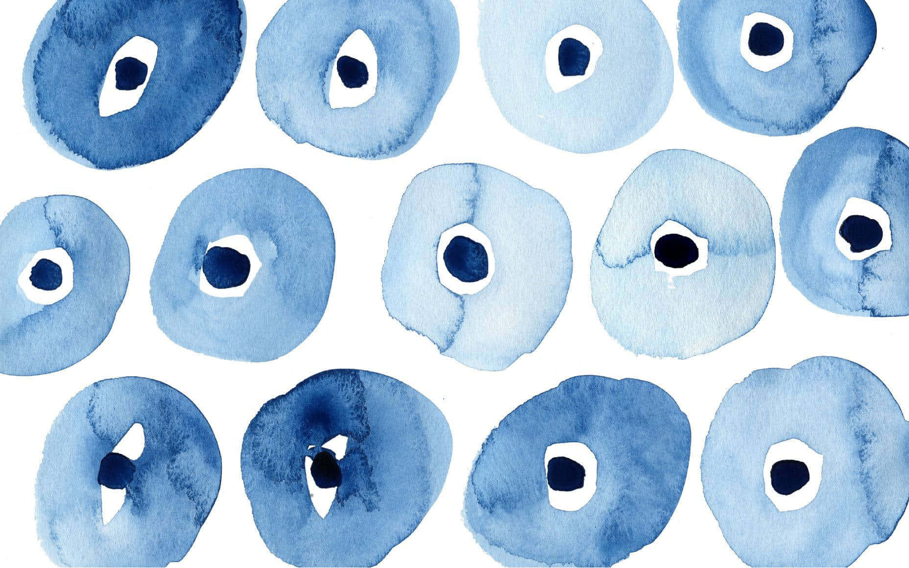 Blue Watercolor Evil Eye Pattern Wallpaper