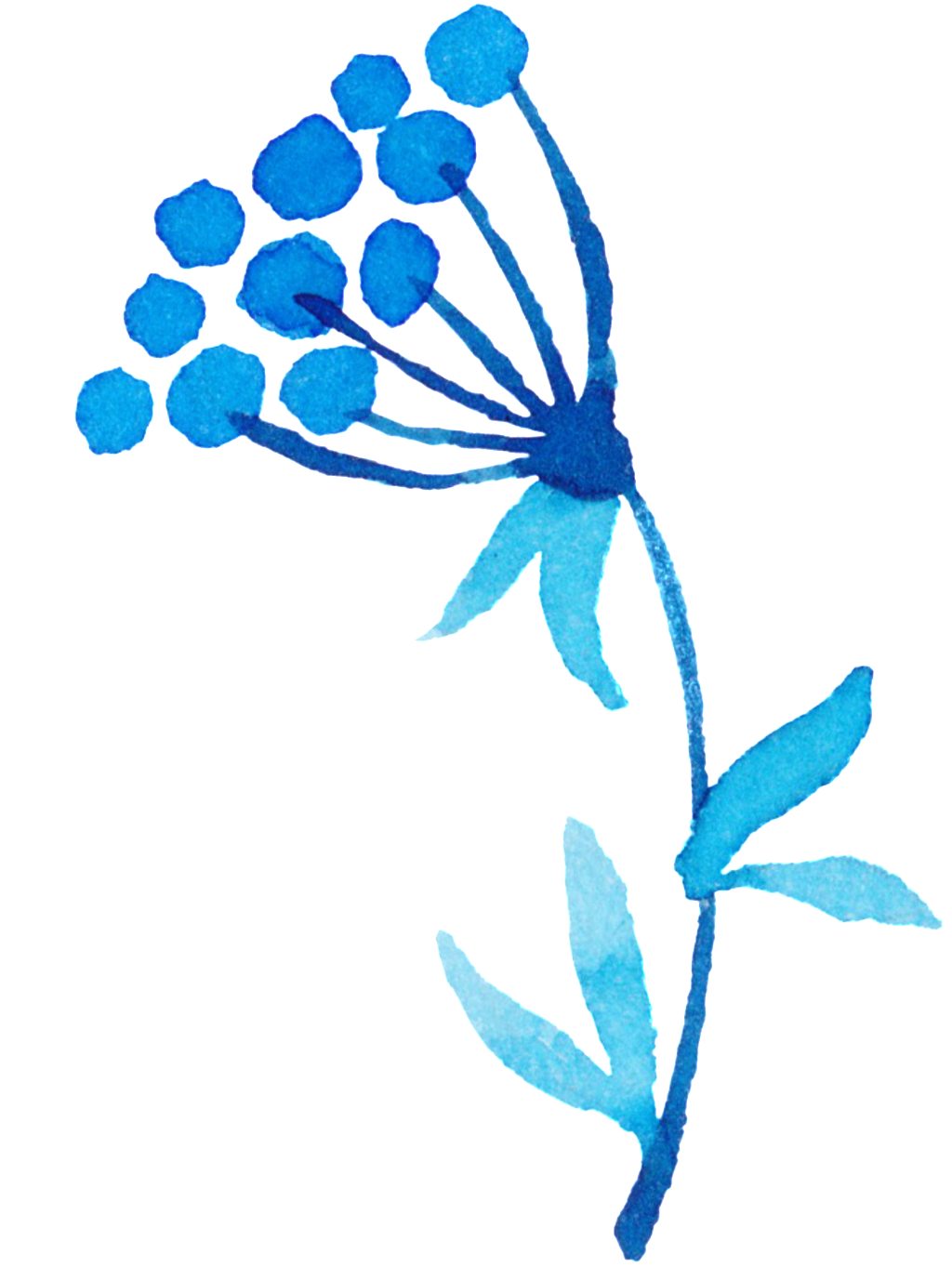 Blue Watercolor Flower Art PNG