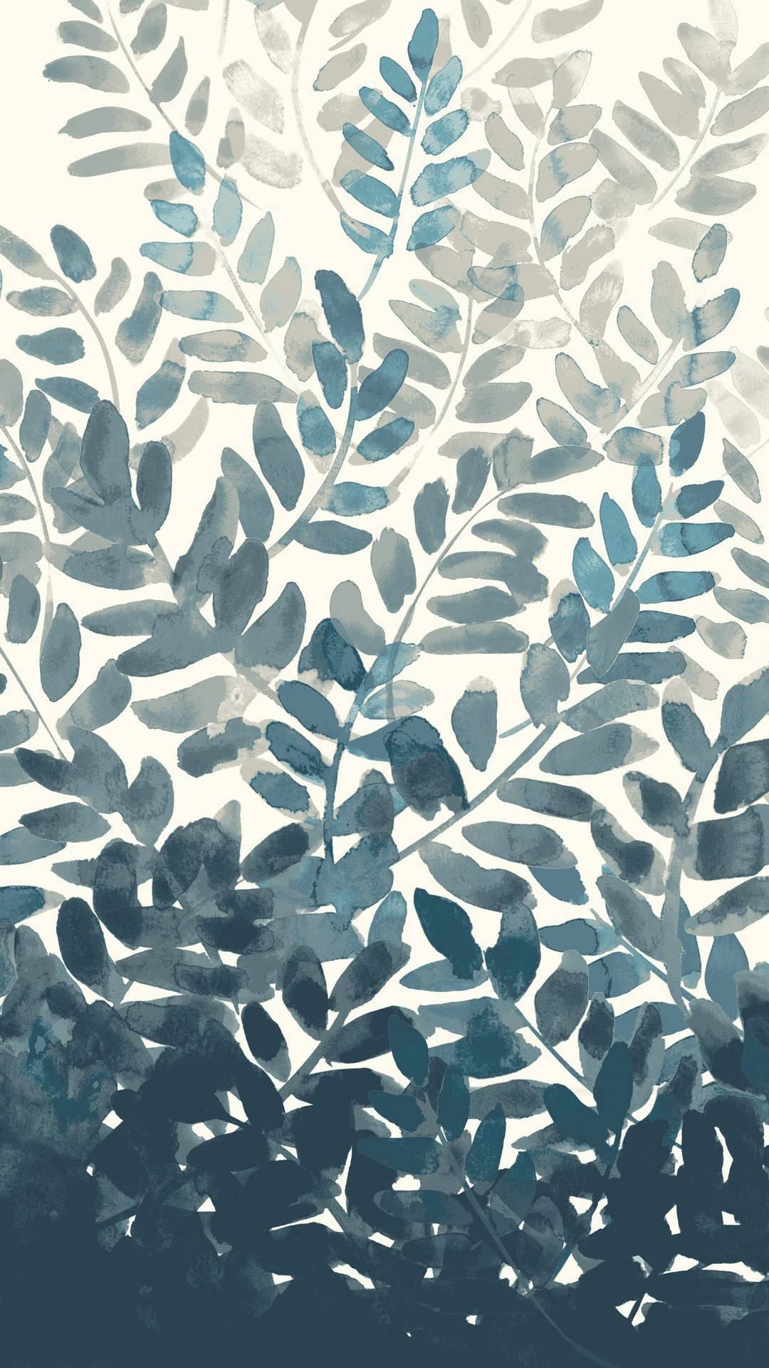 Blue Watercolor Plants Boho Iphone Wallpaper