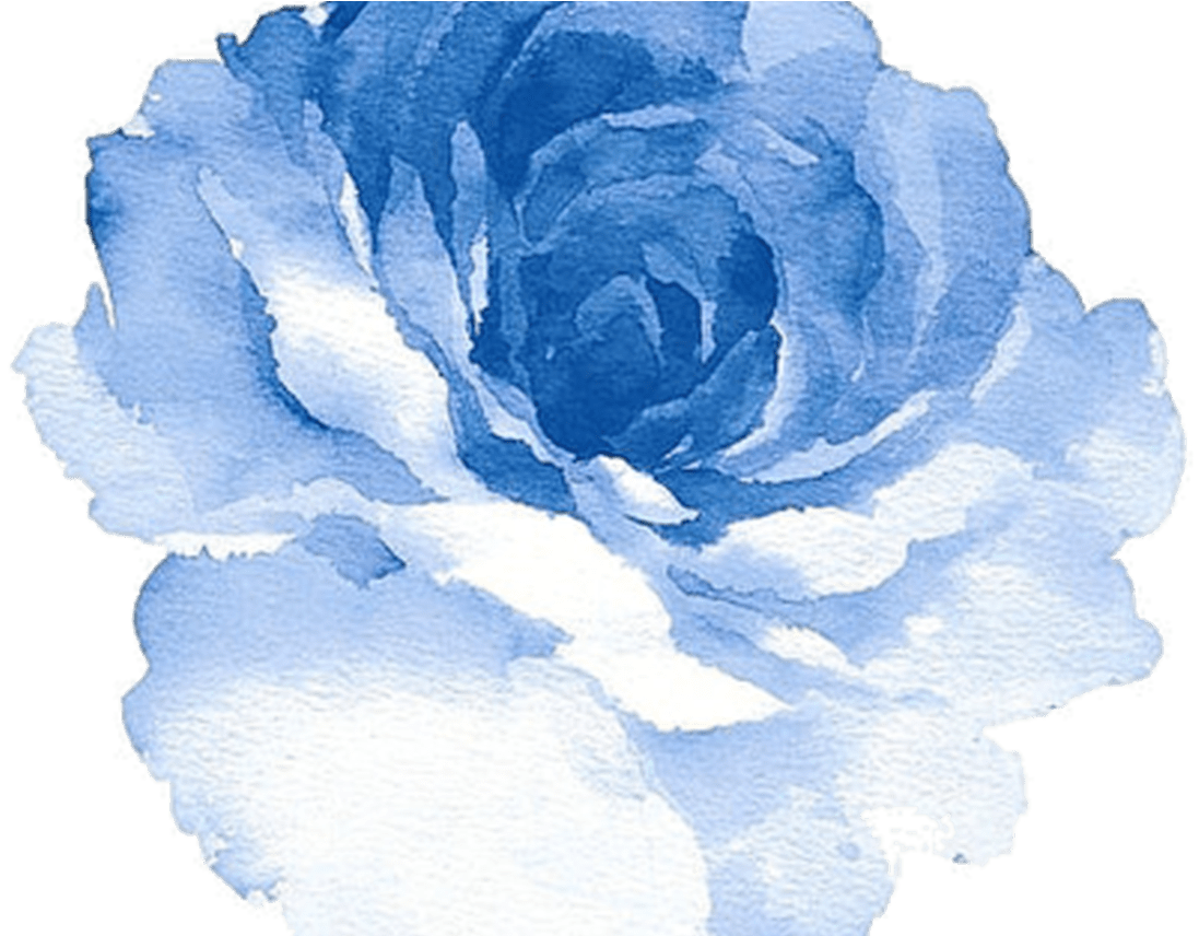 Blue Watercolor Rose Artwork PNG