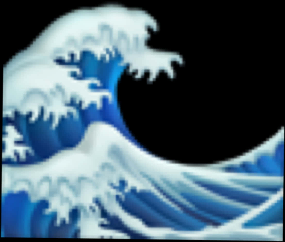 Blue Wave Emoji Art PNG