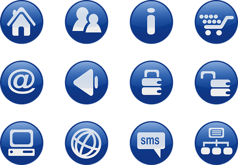 Blue Web Communication Icons PNG