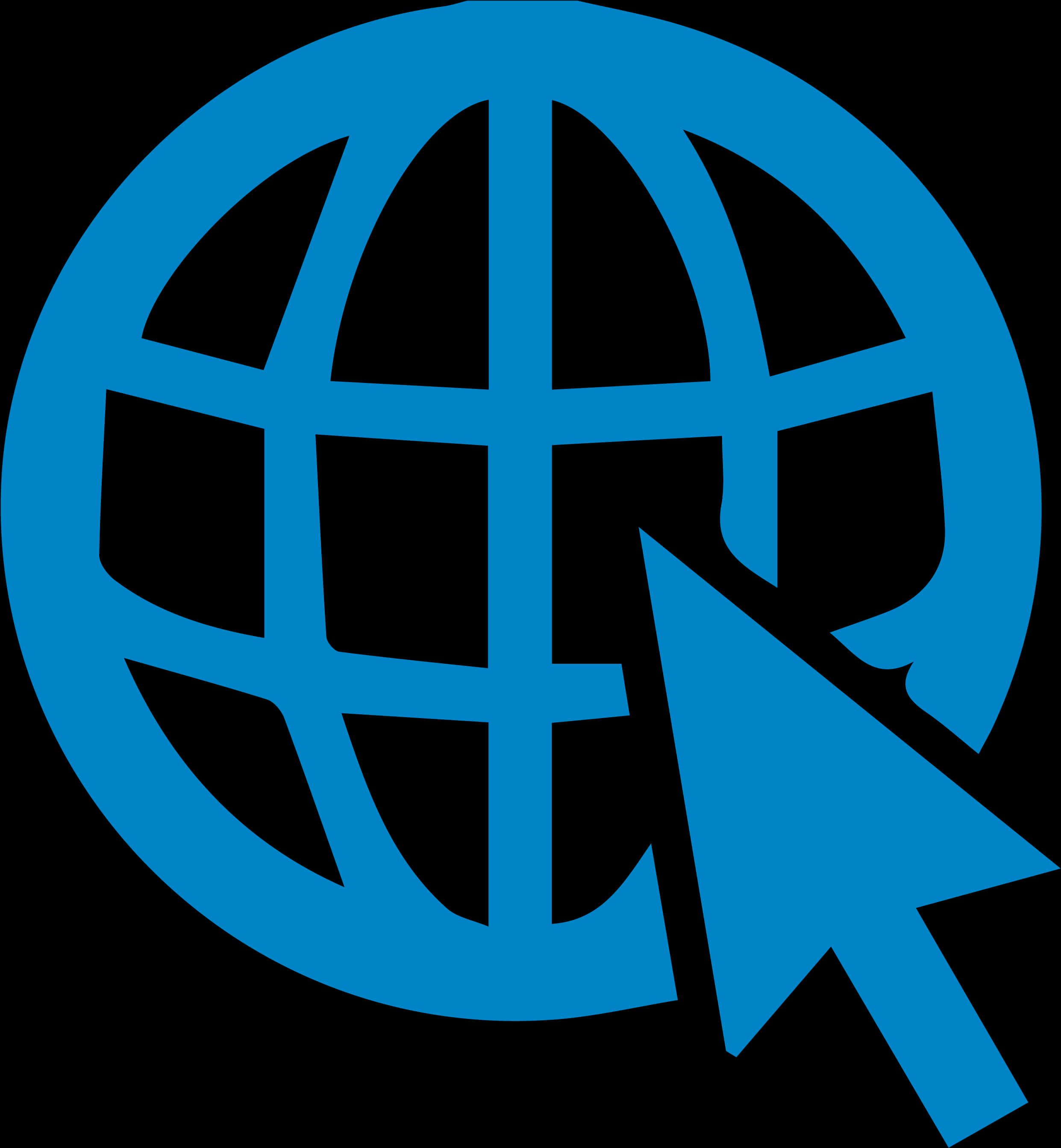 Blue Web Globeand Cursor Icon PNG