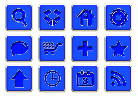 Blue Web Icons Set PNG