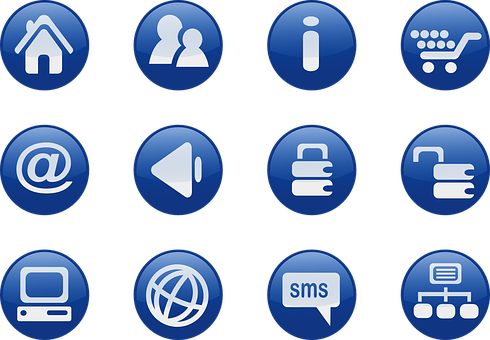 Blue Web Icons Set PNG