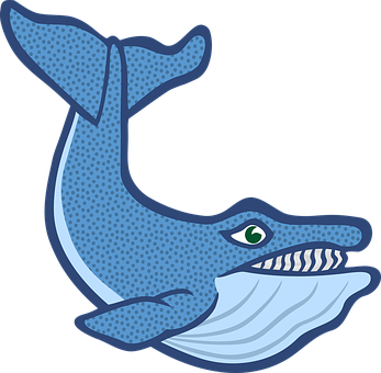 Blue Whale Cartoon Illustration PNG