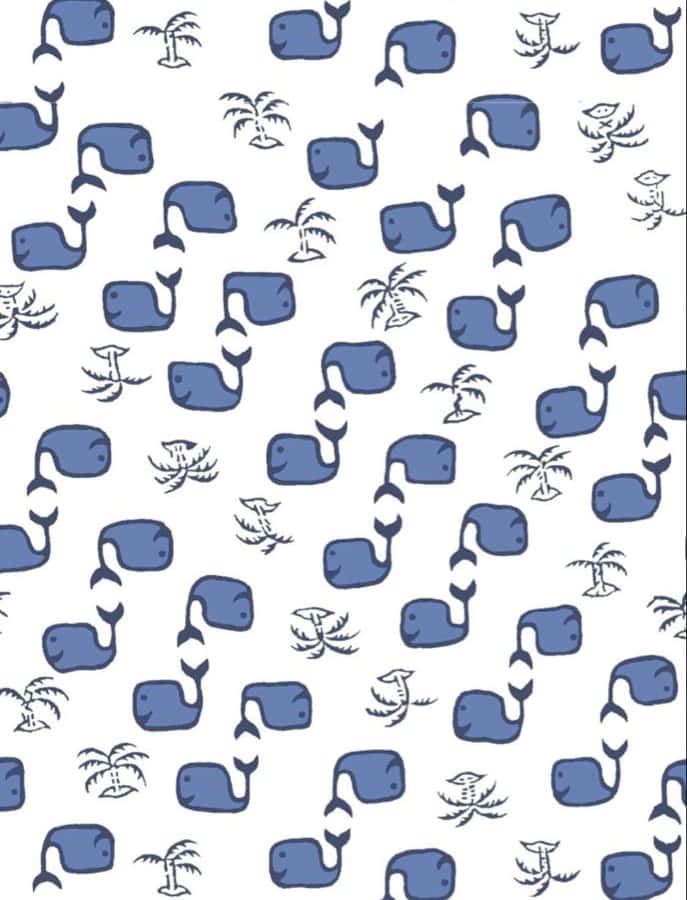 Blue Whale Pattern Fabric Wallpaper