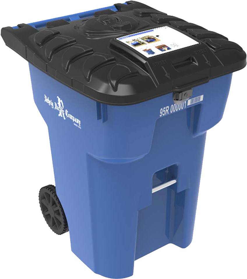 Blue Wheeled Recycling Bin PNG