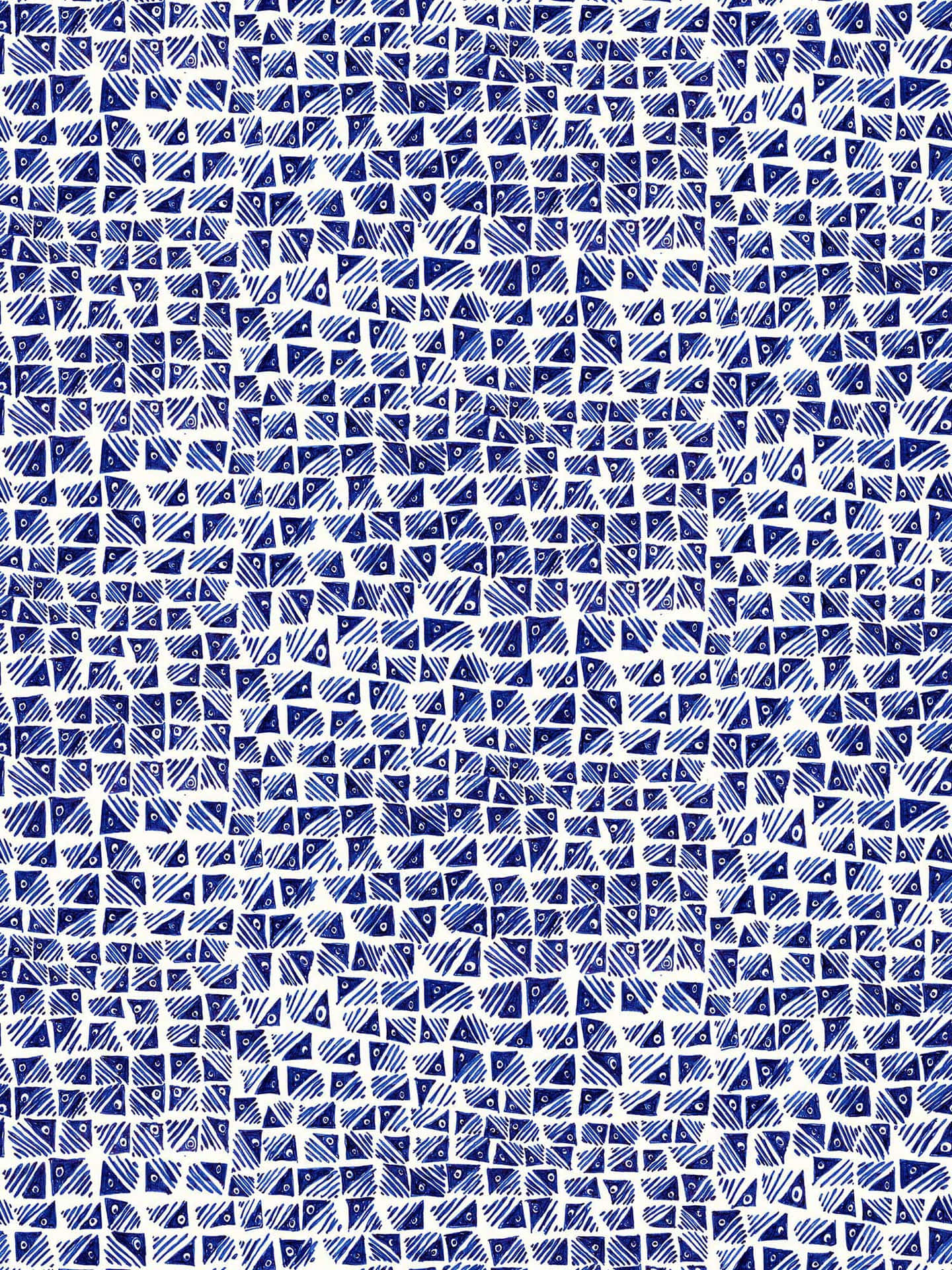 Blue White African Print Fabric Pattern Wallpaper