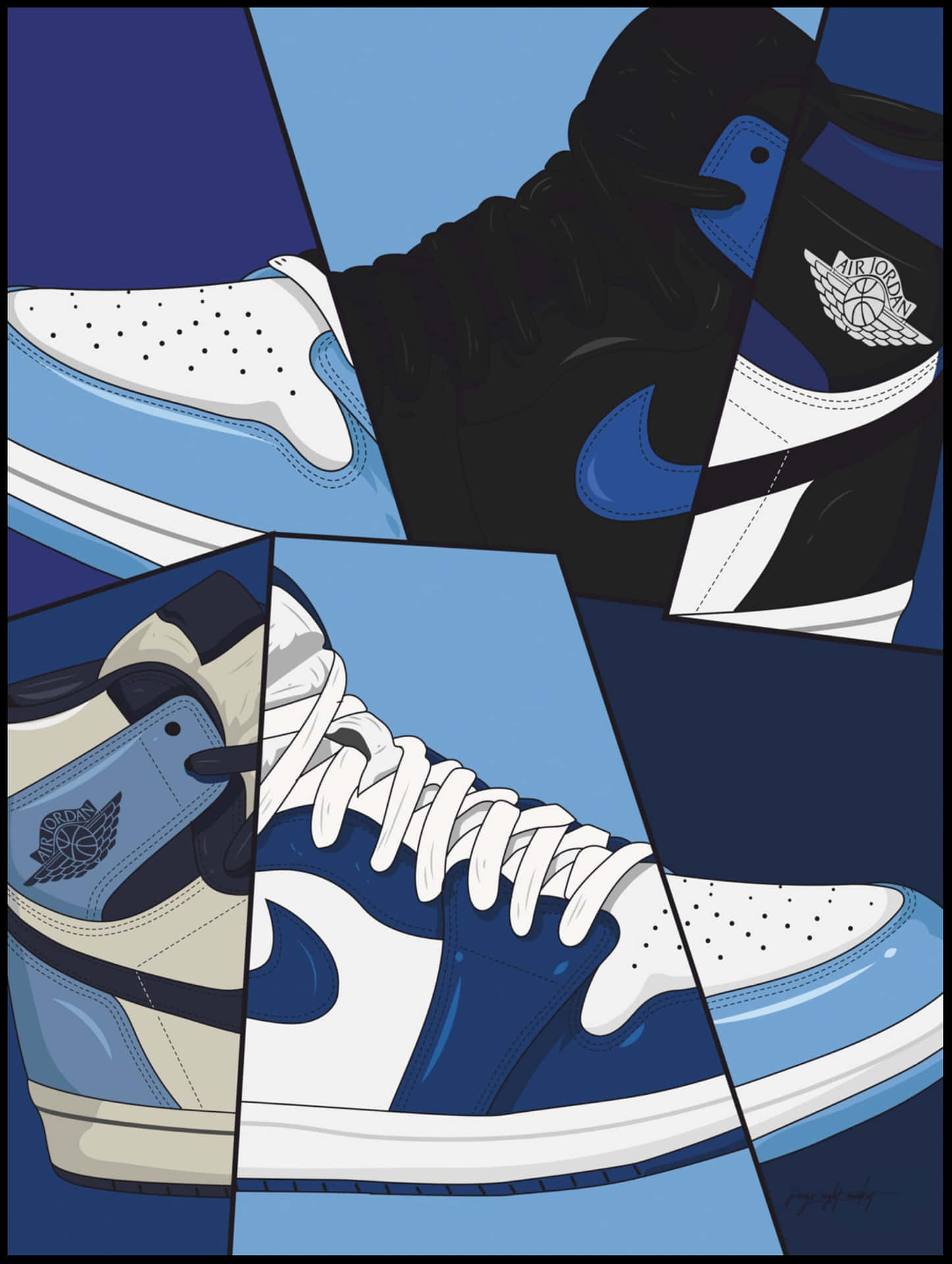 Blue White Air Jordans Artwork Wallpaper