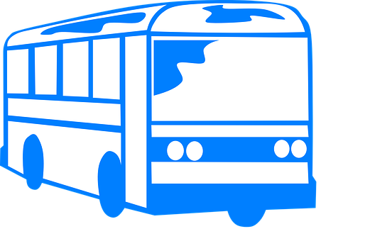 Blue White Clipart Bus PNG