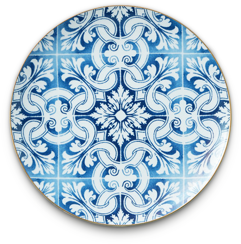 Blue White Decorative Ceramic Plate PNG