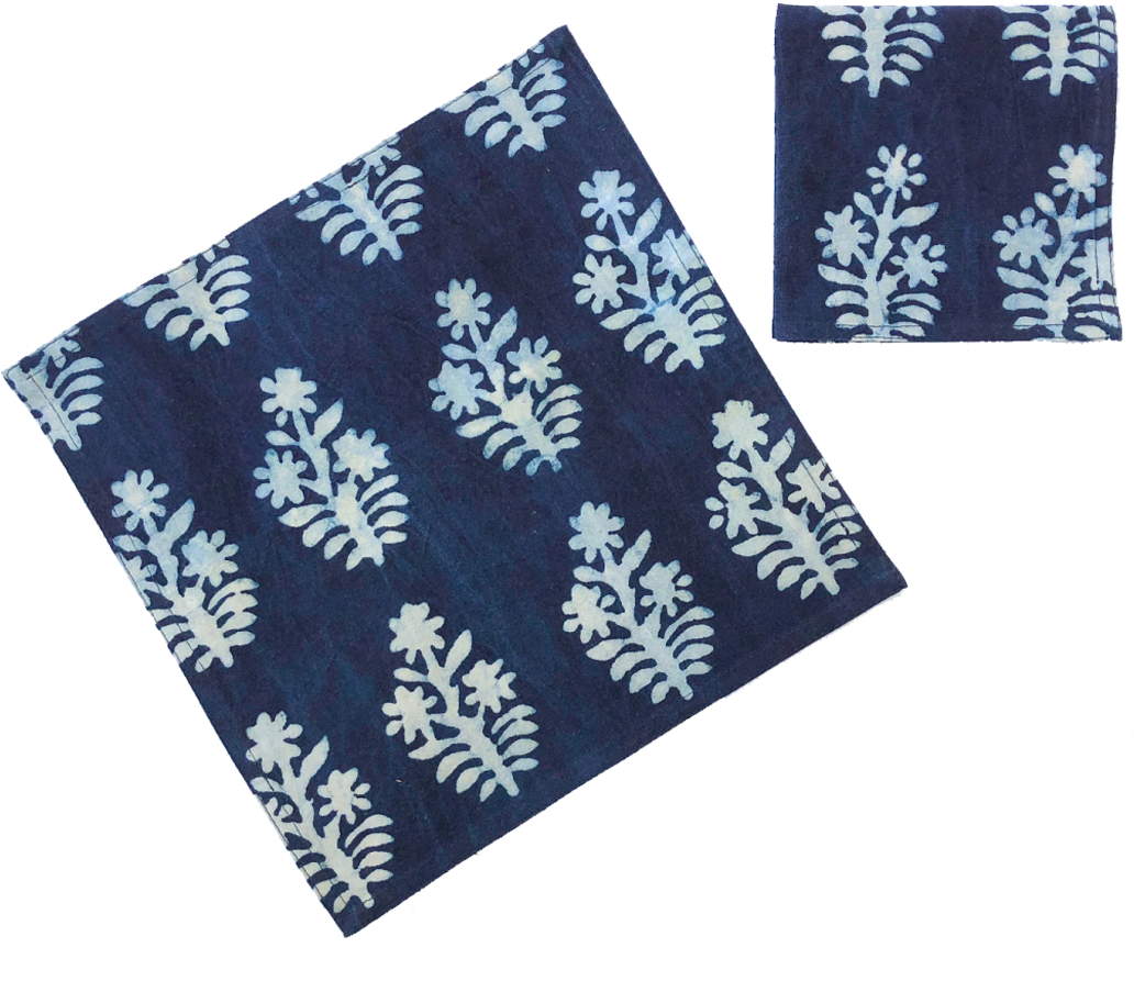 Blue White Floral Napkin Design PNG
