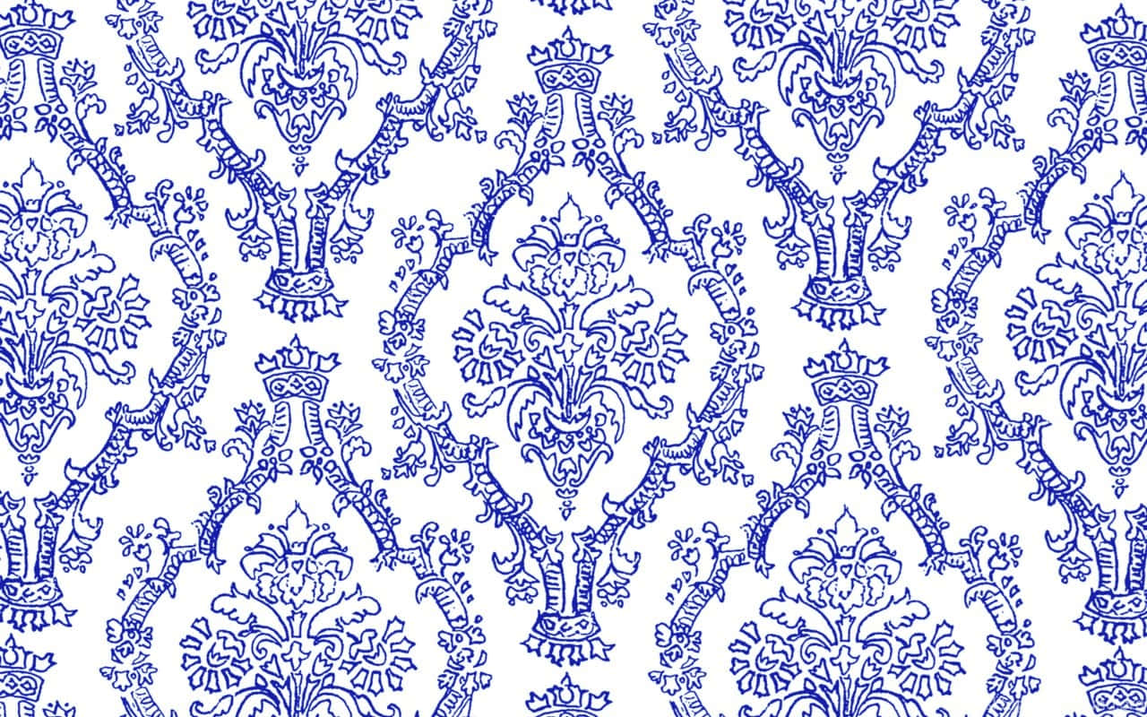 Blue White Floral Pattern Wallpaper