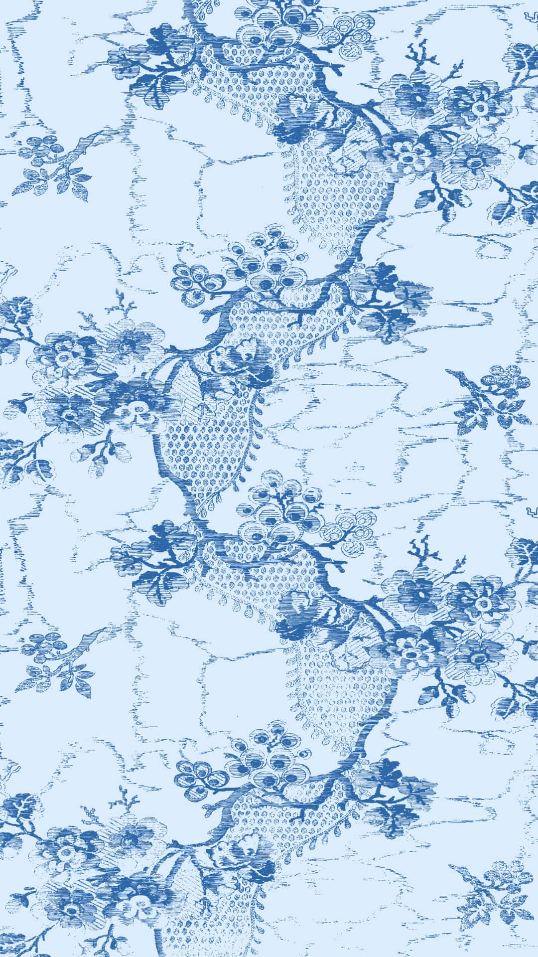 Blue White Floral Pattern Design Wallpaper