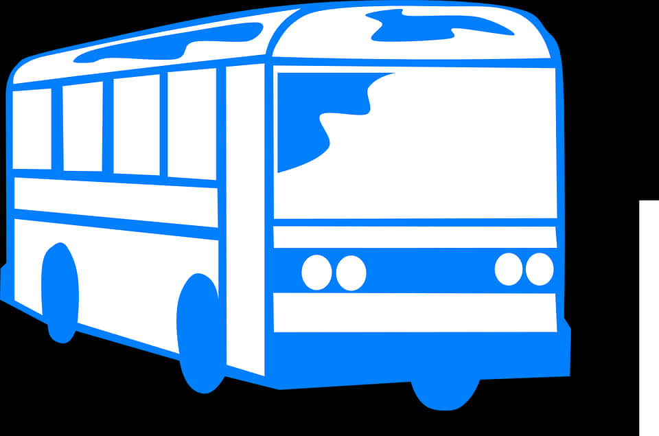 Blue White Graphic Bus PNG